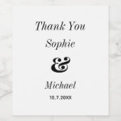 Hochzeit Schwarz-weiß Classic Weinetikett (Einzelnes Label)