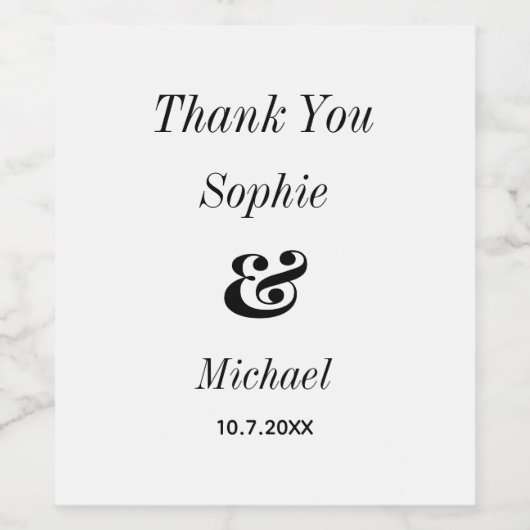 Hochzeit Schwarz-weiß Classic Weinetikett (Einzelnes Label)