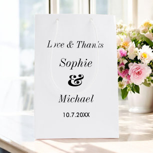 Hochzeit Schwarz Weiß Klassisch Einfach  Mittlere Geschenktüte