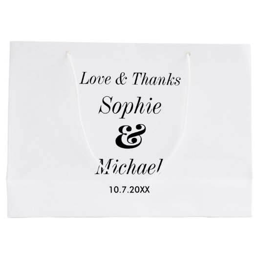 Hochzeit Schwarz-weiß Minimalistisch Große Geschenktüte (Rückseite)