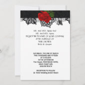 Hochzeit Schwarz-weiß Tuxedo Deep Rote Rose 2 Einladung (Rückseite)