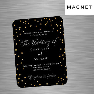 Hochzeit schwarze goldene Sterne elegante Schrift  Magnet