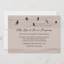 Hochzeit Schwarze Rose Blush Delicate Lines Birds Einladung