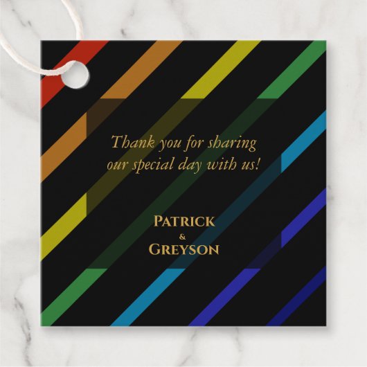 Hochzeit Schwuler Männer Eleganter Regenbogen Dank Geschenkanhänger (Vorderseite)