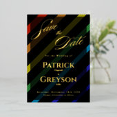 Hochzeit Schwuler Männer Eleganter Regenbogen Gold Folieneinladung (Stehend vorne)