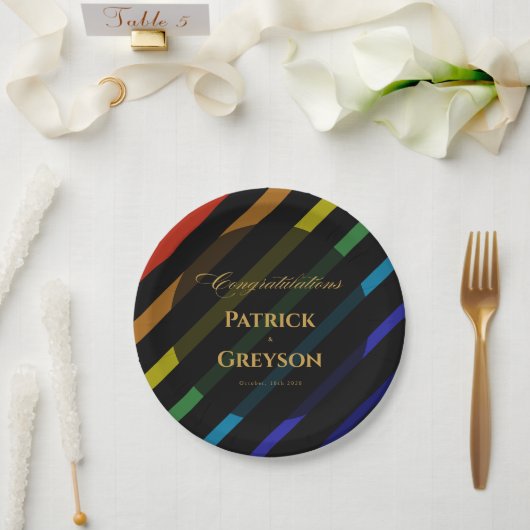 Hochzeit Schwuler Männer Eleganter Regenbogen Pappteller (Hochzeit)