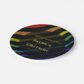 Hochzeit Schwuler Männer Eleganter Regenbogen Pappteller (Schrägansicht)