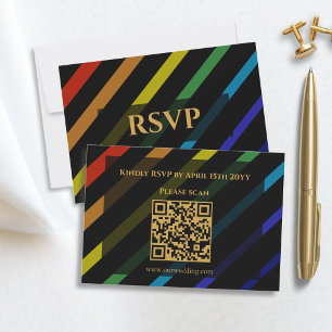 Hochzeit Schwuler Männer Eleganter Regenbogen QR C RSVP Karte