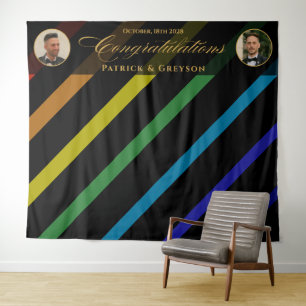 Hochzeit Schwuler Männer Regenbogen Gratulations F Wandteppich