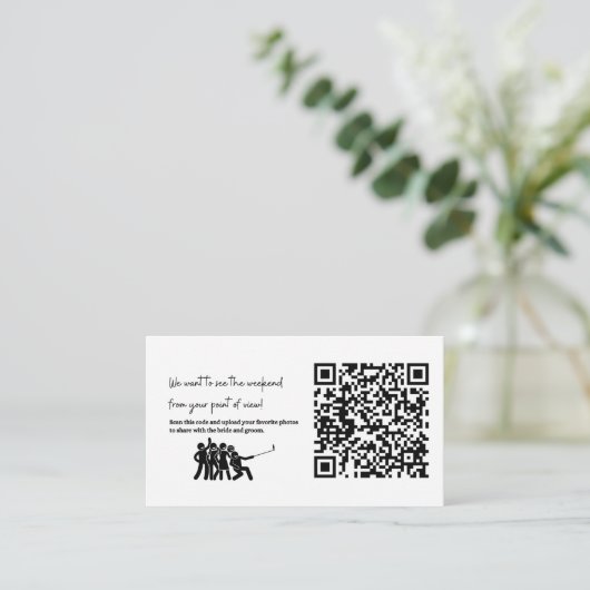 Hochzeit senden Sie uns Ihre Bilder ADD IHREN QR C Begleitkarte (Stehend Vorderseite)