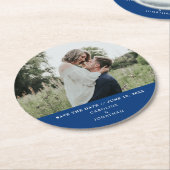 Hochzeit Sichern Sie das Date Foto Einfach Minimal Runder Pappuntersetzer (Angewinkelt)