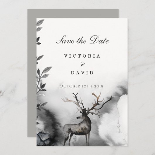 Hochzeit Sichern Sie das Datum, an dem das Woodlan Save The Date (Vorne/Hinten)