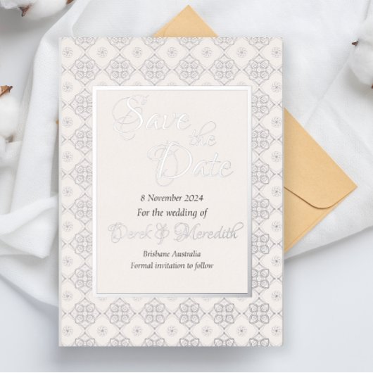 Hochzeit Sichern Sie das Datum Einladung mit Silbe