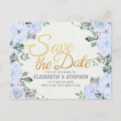 Hochzeit Sichern Sie das Datum Elegantes Blumengol Ankündigungspostkarte (Vorderseite)