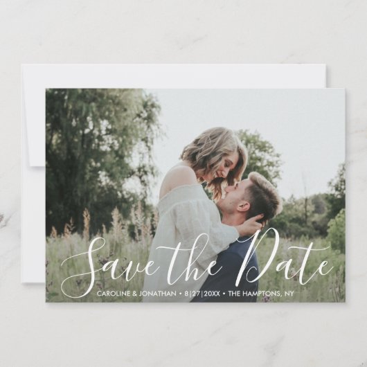 Hochzeit Sichern Sie das Datum Elegantes Silber & Save The Date (Vorderseite)