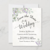 Hochzeit Sichern Sie das Datum Eukalyptus & Lavend Magneteinladung (Vorderseite)