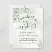 Hochzeit Sichern Sie das Datum Eukalyptus & Lavend Magneteinladung (Vorderseite)