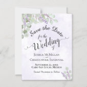 Hochzeit Sichern Sie das Datum Eukalyptus & Lavend Magneteinladung (Vorderseite)