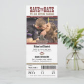 Hochzeit Sichern Sie das Datum Fußball-Ticket Save The Date (Stehend Vorderseite)