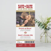 Hochzeit Sichern Sie das Datum Fußball-Ticket Save The Date (Stehend Vorderseite)