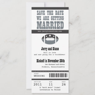 Hochzeit Sichern Sie das Datum Fußball-Ticket Save The Date