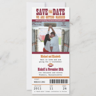 Hochzeit Sichern Sie das Datum Fußball-Ticket Save The Date