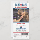 Hochzeit Sichern Sie das Datum Fußball-Ticket Save The Date (Vorderseite)
