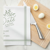 Hochzeit Sichern Sie das Datum Hand Drawn botanisc Geschirrtuch (Viertel Falte)