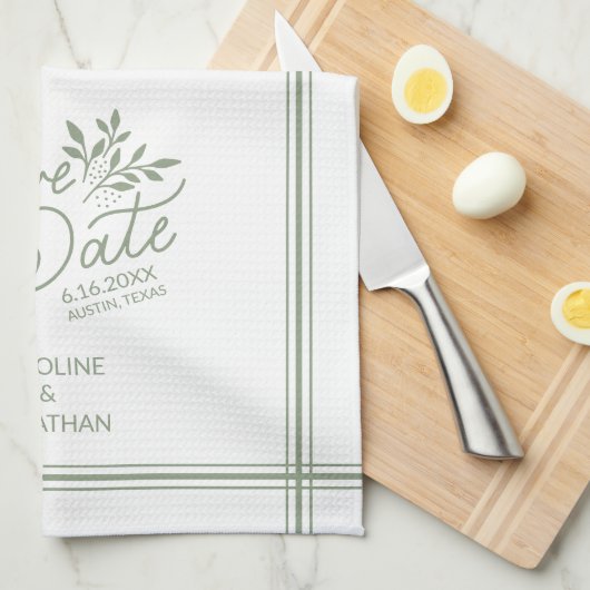 Hochzeit Sichern Sie das Datum Hand Drawn botanisc Geschirrtuch (Viertel Falte)