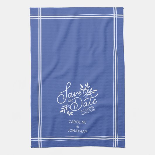 Hochzeit Sichern Sie das Datum Hand Drawn botanisc Geschirrtuch (Vertikal)