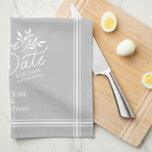 Hochzeit Sichern Sie das Datum Hand Drawn botanisc Geschirrtuch (Viertel Falte)