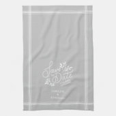 Hochzeit Sichern Sie das Datum Hand Drawn botanisc Geschirrtuch (Vertikal)