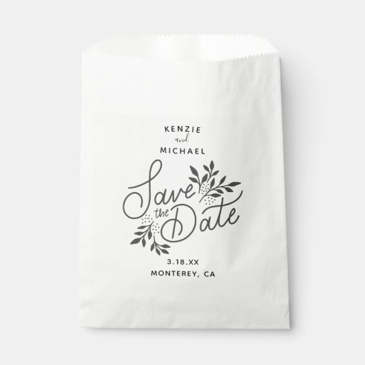 Hochzeit Sichern Sie das Datum Hand gezeichnet bot Geschenktütchen (Vorderseite)