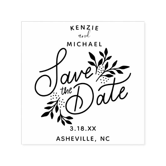 Hochzeit Sichern Sie das Datum Hübsche Hand gezeic Permastempel (Design)