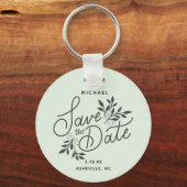 Hochzeit Sichern Sie das Datum Kalligrafie botanis Schlüsselanhänger (Vorderseite)