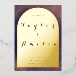 Hochzeit Sichern Sie das Datum Lila Boho Arch Real Folieneinladung