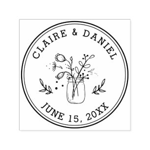 Hochzeit Sichern Sie das Datum Mason Jar Blume Permastempel