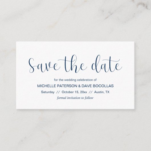Hochzeit Sichern Sie das Datum Minimal Design, Nav Begleitkarte (Vorderseite)
