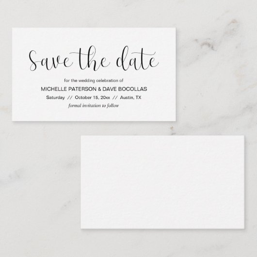 Hochzeit Sichern Sie das Datum Minimal Design, Sch Begleitkarte (Vorne/Hinten)