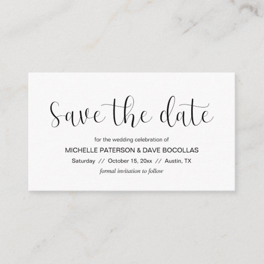 Hochzeit Sichern Sie das Datum Minimal Design, Sch Begleitkarte (Vorderseite)