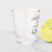 Hochzeit Sichern Sie das Datum Schwarz-weiße Liebe Schnapsglas (Links)