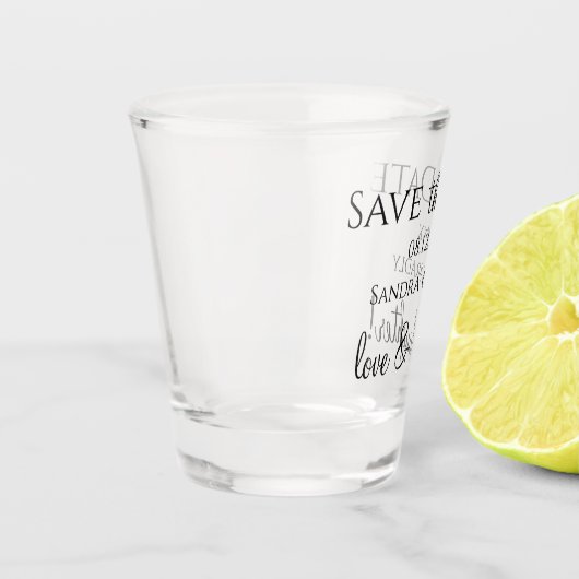 Hochzeit Sichern Sie das Datum Schwarz-weiße Liebe Schnapsglas (Links)