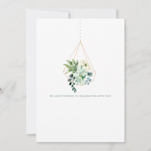 Hochzeit Sichern Sie das Datum Wasserfarbe Sukkule Einladung (Rückseite)