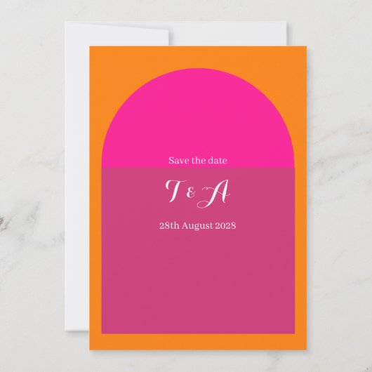Hochzeit Sichern Sie den Datumsbogen Rosa und Oran Save The Date (Rückseite)