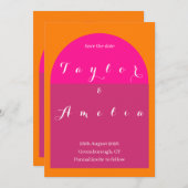 Hochzeit Sichern Sie den Datumsbogen Rosa und Oran Save The Date (Vorne/Hinten)