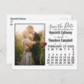 Hochzeit Sichern Sie den Termin Februar 2020 Kalen Einladungspostkarte (Vorne/Hinten)