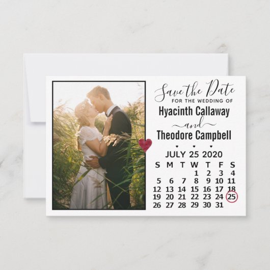 Hochzeit Sichern Sie den Termin Juli 2020 Kalender Save The Date (Vorderseite)