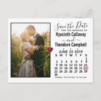 Hochzeit Sichern Sie den Termin Juni 2019 Kalender Einladungspostkarte