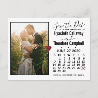 Hochzeit Sichern Sie den Termin Juni 2020 Kalender Einladungspostkarte