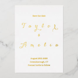 Hochzeit Sichern Sie den Termin Minimal Real Gold Folieneinladung